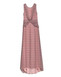 Vestido largo escote en espalda con drapeados