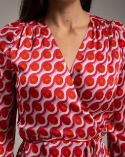 Vestido largo estampados circulos rojos