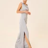 Vestido Largo Satinado Gris Alia