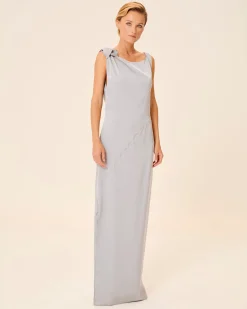 Vestido Largo Satinado Gris Alia