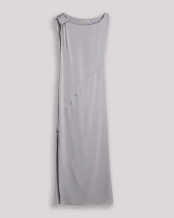 Vestido Largo Satinado Gris Alia