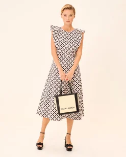 Vestido Midi Estampado Geométrico Lune