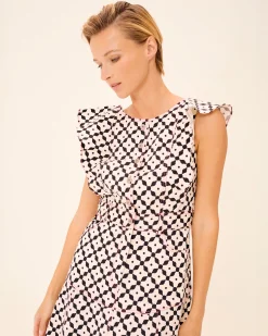 Vestido Midi Estampado Geométrico Lune