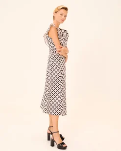 Vestido Midi Estampado Geométrico Lune