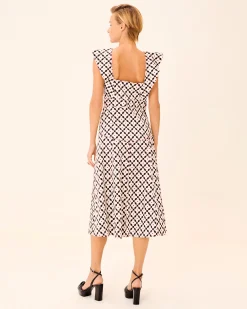Vestido Midi Estampado Geométrico Lune