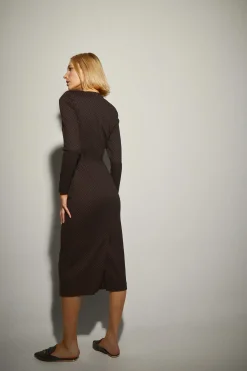 Vestido Midi Punto Retro Negro