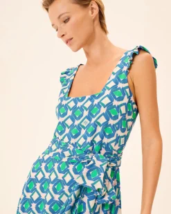 Vestido Midi Vuelo Azul Eda