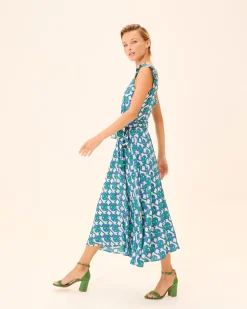 Vestido Midi Vuelo Azul Eda