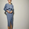 Vestido Volante Escote Azul